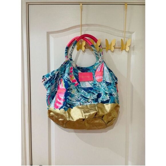 Lilly Pulitzer large bag with zipper closure Hey Bay Bay - Picture 2 of 9